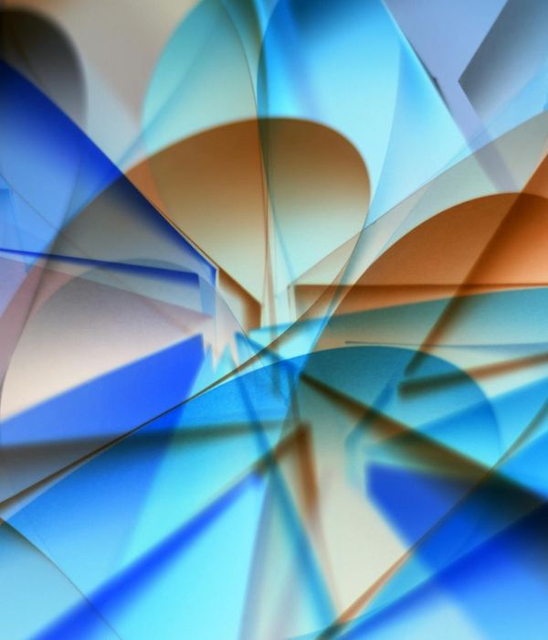 Abstract blue geometric shapes representing daily balance and focus